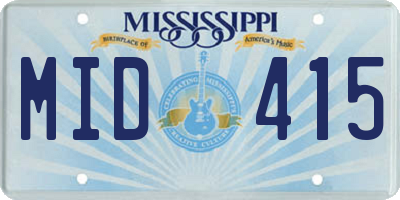 MS license plate MID415