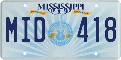 MS license plate MID418