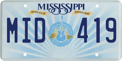 MS license plate MID419