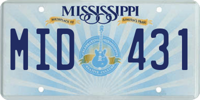 MS license plate MID431