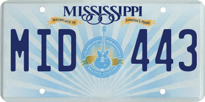 MS license plate MID443