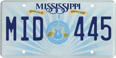 MS license plate MID445