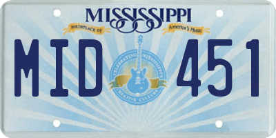 MS license plate MID451