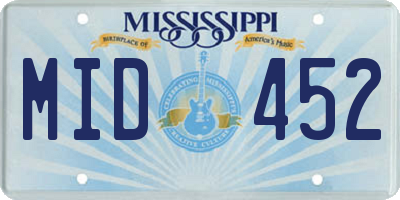 MS license plate MID452