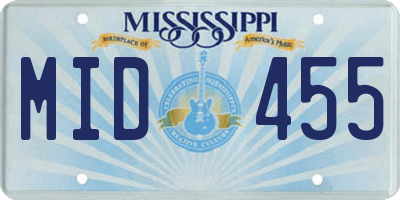 MS license plate MID455