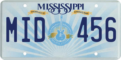 MS license plate MID456