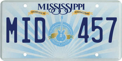 MS license plate MID457
