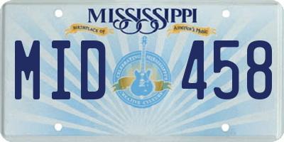 MS license plate MID458