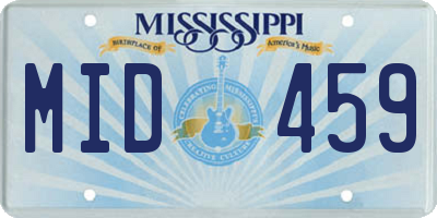 MS license plate MID459