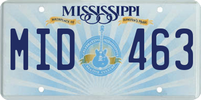 MS license plate MID463