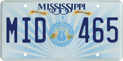 MS license plate MID465