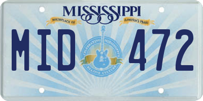 MS license plate MID472