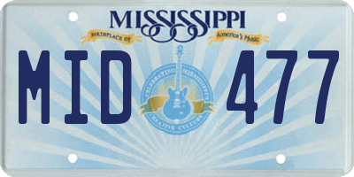 MS license plate MID477