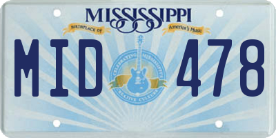 MS license plate MID478