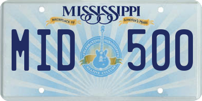 MS license plate MID500