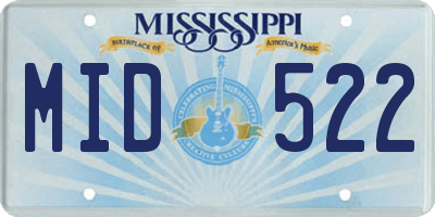 MS license plate MID522