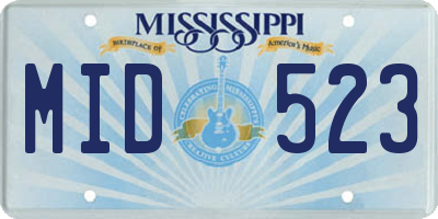 MS license plate MID523