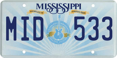 MS license plate MID533