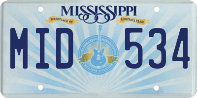 MS license plate MID534