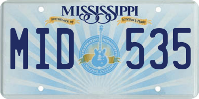 MS license plate MID535