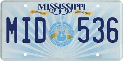 MS license plate MID536