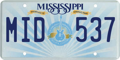 MS license plate MID537