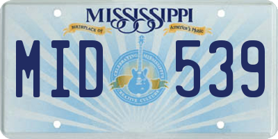 MS license plate MID539