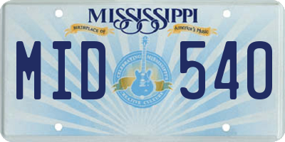 MS license plate MID540