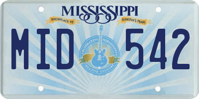 MS license plate MID542