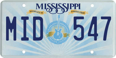MS license plate MID547