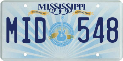 MS license plate MID548