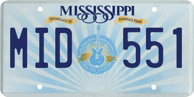 MS license plate MID551