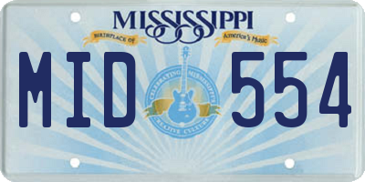 MS license plate MID554