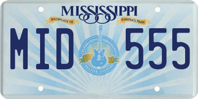 MS license plate MID555
