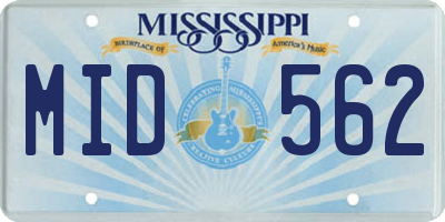 MS license plate MID562