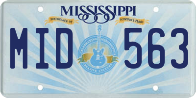 MS license plate MID563