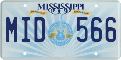 MS license plate MID566