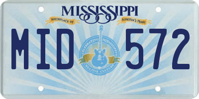 MS license plate MID572