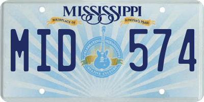 MS license plate MID574