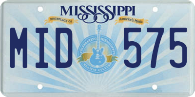 MS license plate MID575