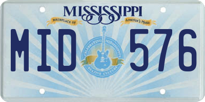 MS license plate MID576