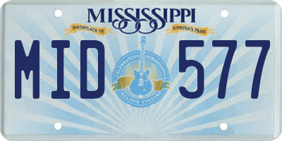 MS license plate MID577