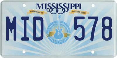 MS license plate MID578