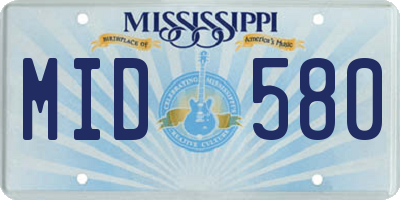 MS license plate MID580