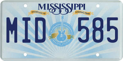 MS license plate MID585