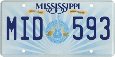 MS license plate MID593