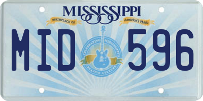 MS license plate MID596