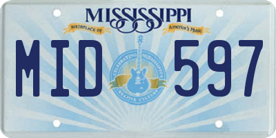 MS license plate MID597