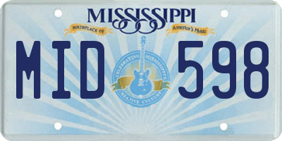 MS license plate MID598