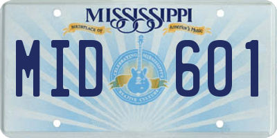 MS license plate MID601